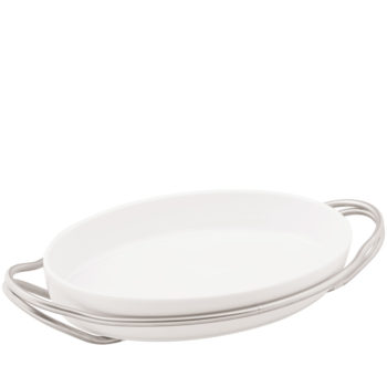 Sambonet Antico Oval Dish in Holder 17.25 x 10.5"