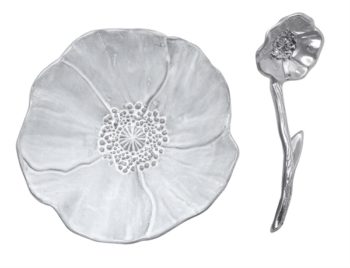 Mariposa Poppy ceramic Canape Plate with Poppy Spoon