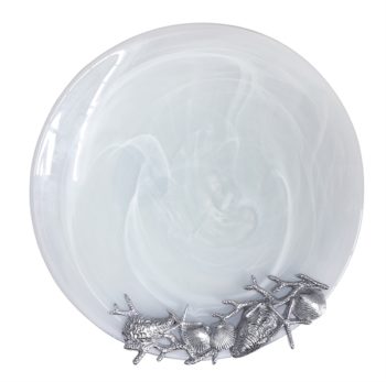 Mariposa White Alabaster Seaside Platter 16"