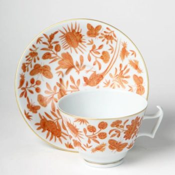 Mottahedeh Sacred Bird & Butterfly Tea Cup & Saucer 3.75"D