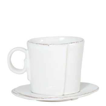 Vietri Lastra White Espresso Cup & Saucer 3"H