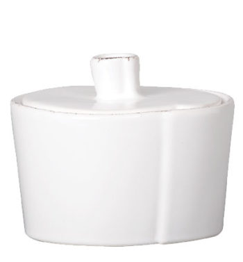 Vietri Lastra White Sugar Bowl 4.25"H
