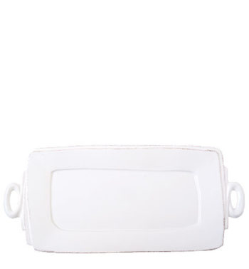 Vietri Lastra White Handled Rectangular Platter 16"L, 8.75"W