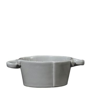 Vietri Lastra Gray Small Handled Bowl 5"D, 2.5"H