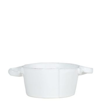 Vietri Lastra White Small Handled Bowl 5"D, 2.5"H