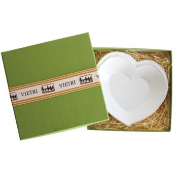 Vietri Lastra White Heart Dish 6.5"W,1.25"H