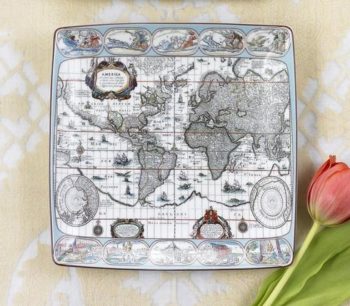 Mottahedeh Blaeu Mercator Square Tray 8.25"SQ