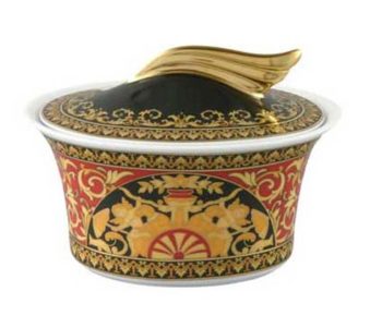 Versace by Rosenthal Medusa Red Sugar Bowl, Covered 7.0 oz