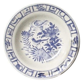 Gien Oiseau Bleu and White Rim Soup 9" D