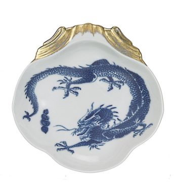 Mottahedeh Blue Dragon Shell Dish 8.25"L - Image 2