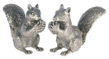 Vagabond House Pewter Squirrels Salt & Pepper 6" L x 2" W x 4" T
