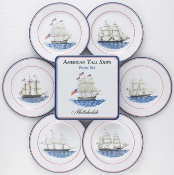 Milestone by Mottahedeh American Ships Tin Picnic Plates Set/6 10.25"D