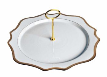 Anna Weatherley Antique White and Gold Charger Plate Tray 12"D