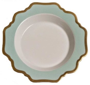 Anna Weatherley Anna's Palette Aqua Green Rim Soup Plate 9.0"