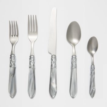 Vietri Aladdin Brilliant Light Gray 5-Piece Place Setting 6.5"L - 9.5"L