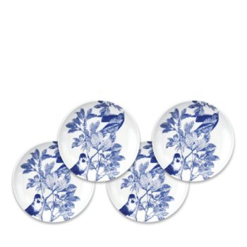 Caskata Arbor Blue Birds Canape Set/4 6.25"D