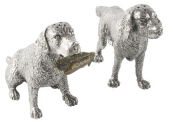 Vagabond House Pewter Hunting Dogs Salt & Pepper 3.5" L x 2.5" H