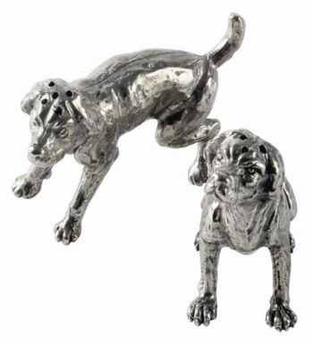 Vagabond House Pewter Spaniel Salt & Pepper 4.5"L x 3" H