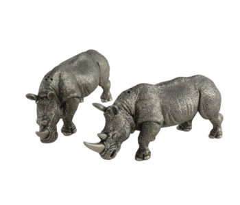 Vagabond House Rhino Salt & Pepper Set  2"W x 5.75"L x 2.5"T