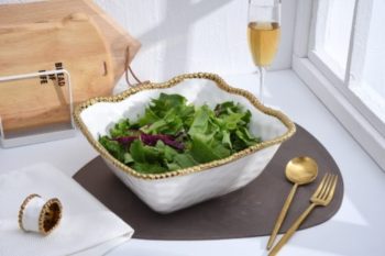 Pampa Bay Golden Salerno Large Square Salad Bowl 11.25" x 10.75" x 4.25"H