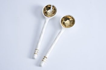 Pampa Bay Porcelain Salad Server Set Gold 10.25"L x 2.75"W