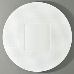 Raynaud Checks Round Flat Plate- Square Center 12.6" D