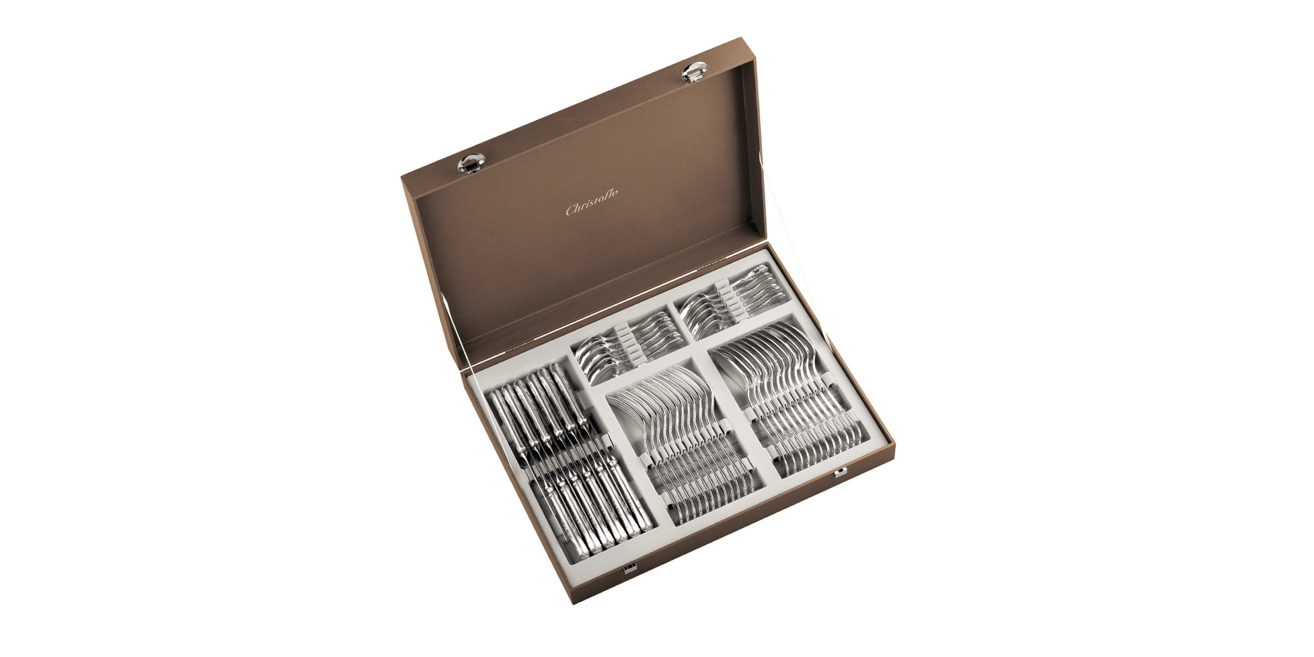 Christofle - 48-Piece Silver-Plated Flatware Set with Chest - Perles