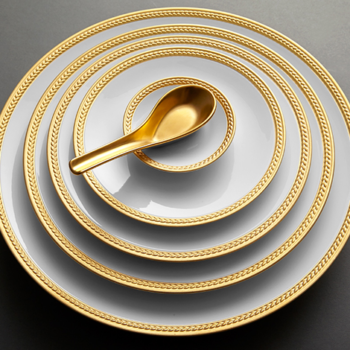 L'Objet Soie Tressee Gold Dessert Plate 8.5"D - Image 2