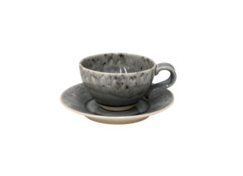 Costa Nova Madeira Gray Tea Cup and Saucer 8.32 oz.