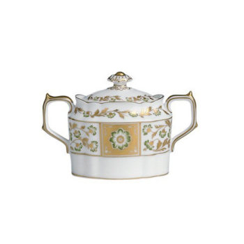 Royal Crown Derby Derby Panel Green Covered Sugar Bowl 9.5 oz.