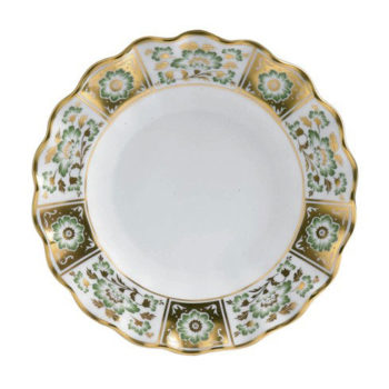 Royal Crown Derby Derby Panel Green Fluted Dessert Plate 8.75"D
