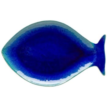 Casafina Dori Atlantic Blue Large Fish Shaped Platter 17"L x 11"W