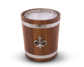 Vagabond House Fleur-de-Lis Teak Ice Bucket