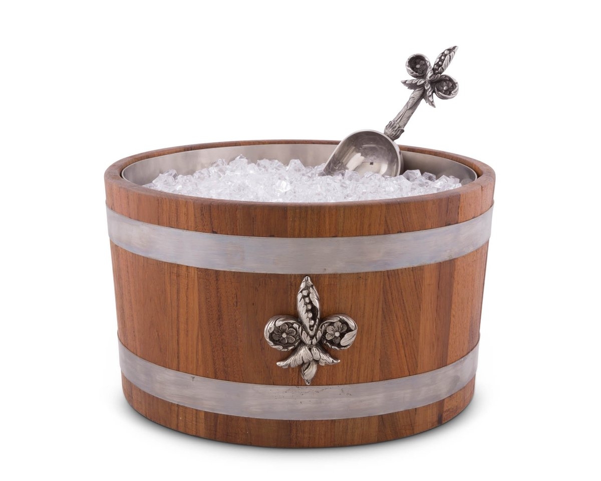 Vagabond House Fleur-de-Lis Teak Beverage Cooler - Image 3