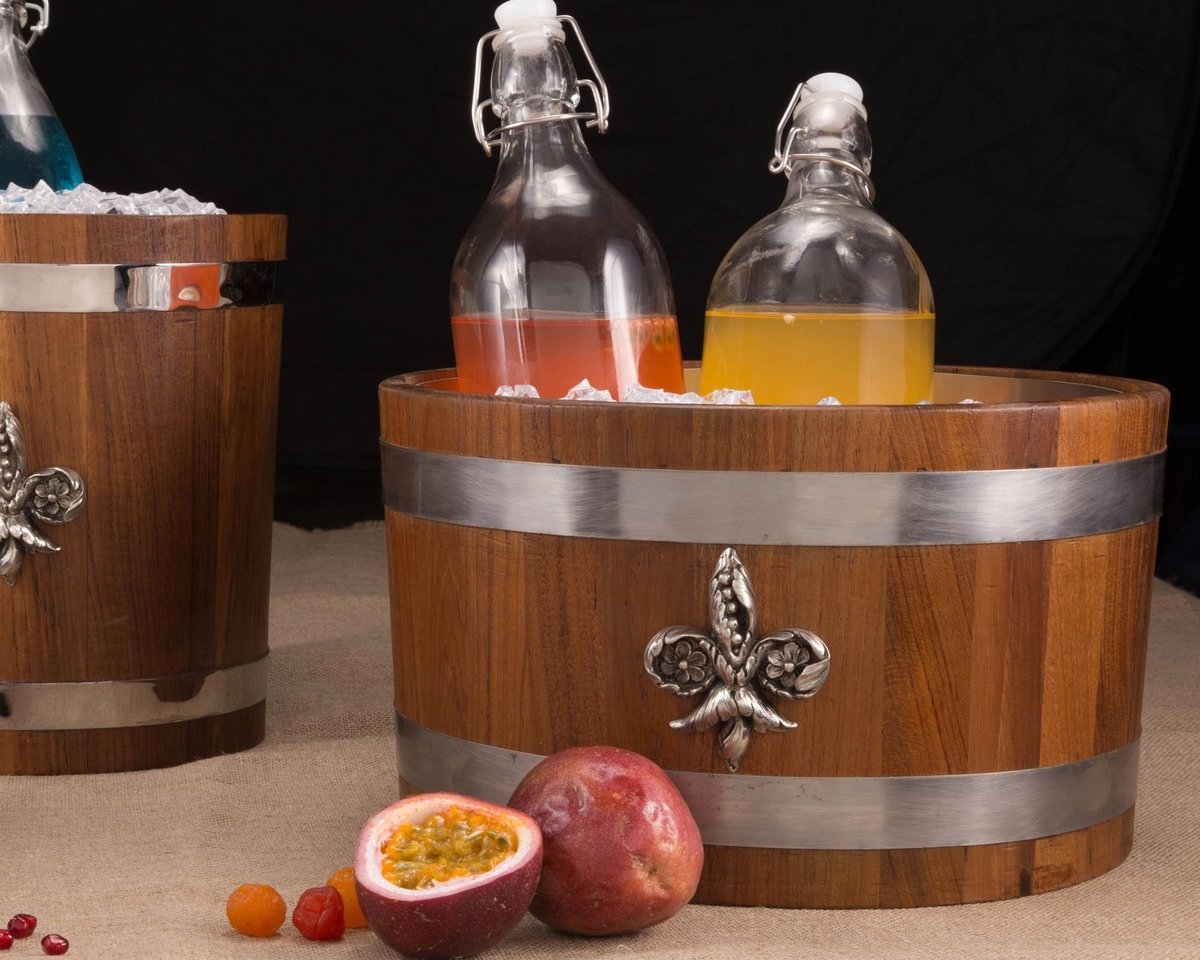Vagabond House Fleur-de-Lis Teak Beverage Cooler