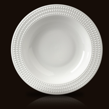 L'Objet Perlee White Rimmed Serving Bowl 14"