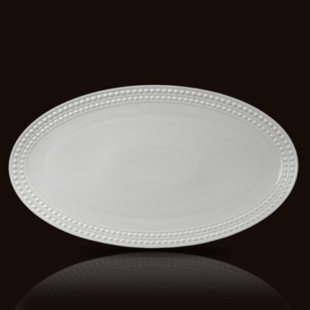 L'Objet Perlee White Oval Platter 20"L x 12"W