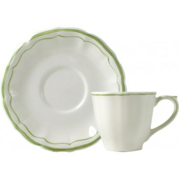 Gien Filets Vert US Tea Cup and Saucer - two tea cups and one saucer!