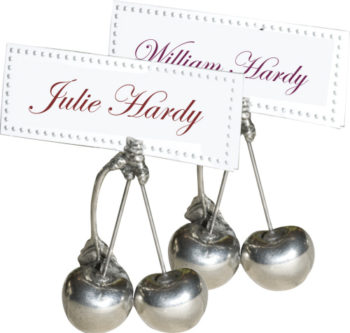 Vagabond House Cherry Place Card Holders Set/4 2" W x 3.25" H