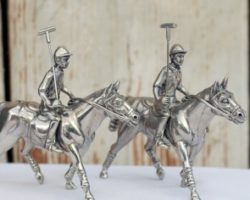 Vagabond House Pewter Polo Player Salt & Pepper 6" L x 1.75" W x 5.75" H