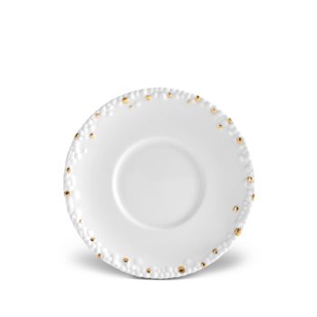L'Objet Haas Mojave Saucer White & Gold 6.5"D