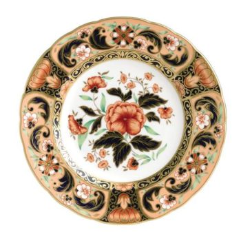 Royal Crown Derby Imari Accent Plate - Derby Pink Camellias 8"