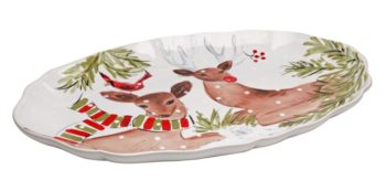 Casafina Deer Friends White Large Oval Platter 19.75"L x 14"W