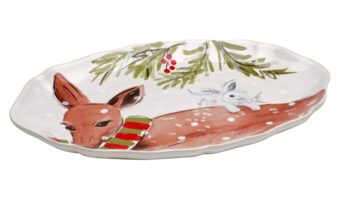 Casafina Deer Friends White Small Oval Platter 12.75"L x 8.75"W x 1"H