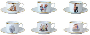 Bernardaud Banality Series By Jeff Koons Set/6 tea cups & saucers