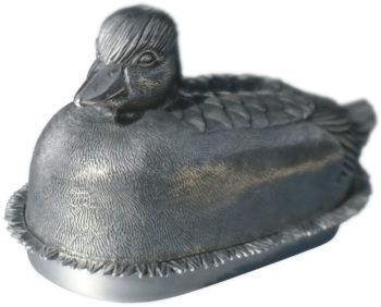 Vagabond House Pewter Mallard Duck Butter Dish 7.5"L x 4.5"W 4.5"H - Image 2