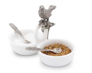 Vagabond House Song Bird Dbl Salt Cellar 2.5" H / 4.25" L / 2" W