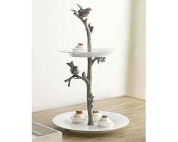 Vagabond House Song Bird Dessert Stand 10.5" D x 16" H