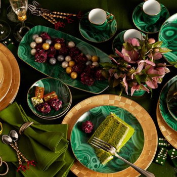 L'Objet Malachite Dessert Plate 8" Set of 4 - Image 2