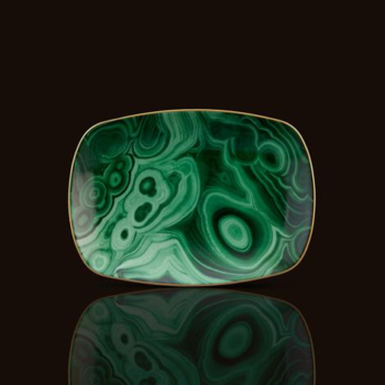 L'Objet Malachite Rectangular Tray 7"L x 5"W